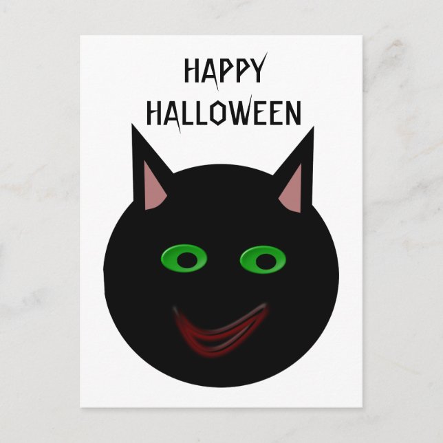 Halloween Black Cat Anpassbare Postkarte (Vorderseite)