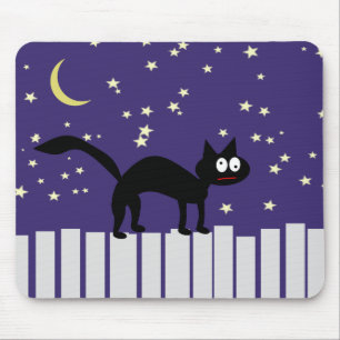 Halloween Black Cat auf Zaun Mousepad