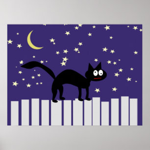 Halloween Black Cat auf Zaun Poster