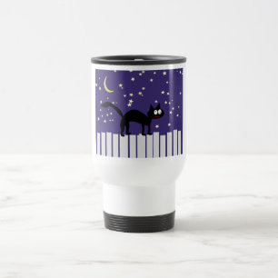 Halloween Black Cat auf Zaun Reisebecher