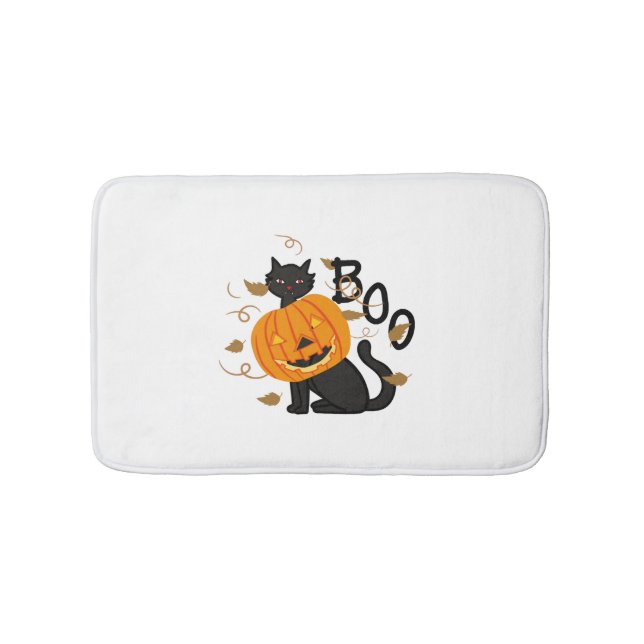 Halloween Black Cat Boo Badematte (Vorderseite)