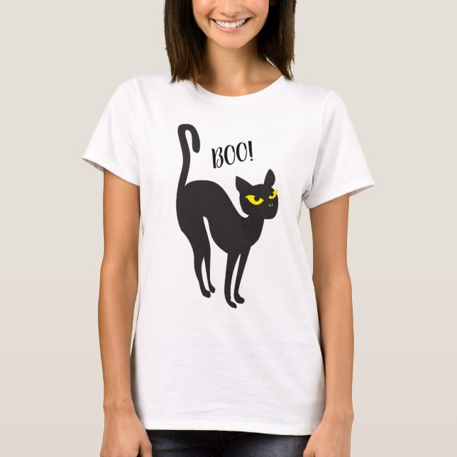 Halloween Black Cat, Boo! Leckerei oder Trick, Tre T-Shirt (Vorderseite)