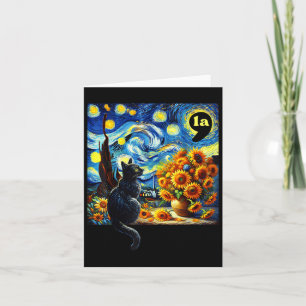 Halloween Black Cat Comma La Starry Night Art Kama Karte
