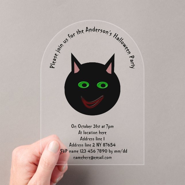 Halloween Black Cat Custom Acryleinladungen (Insitu (Handheld))