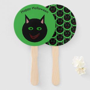 Halloween Black Cat Custom Hand Fan Fächer