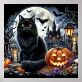 Halloween Black Cat Decorative Zuhause Poster