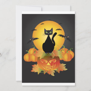 Halloween Black Cat Einladung