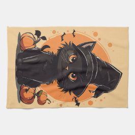 Halloween Black Cat Full Moon Geschirrtuch