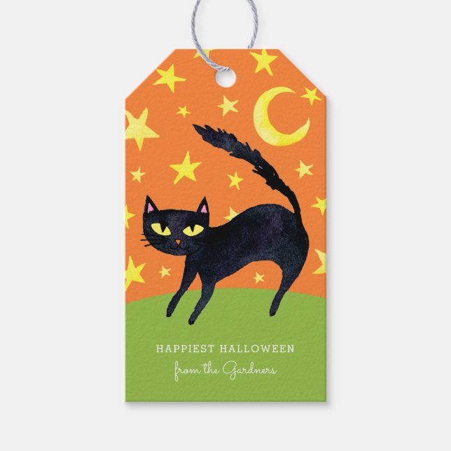 Halloween Black Cat Geschenkanhänger (Vorderseite)