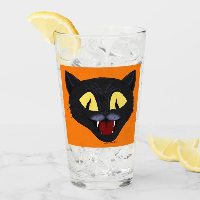 Halloween Black Cat Glas (Vorderseite Ice)