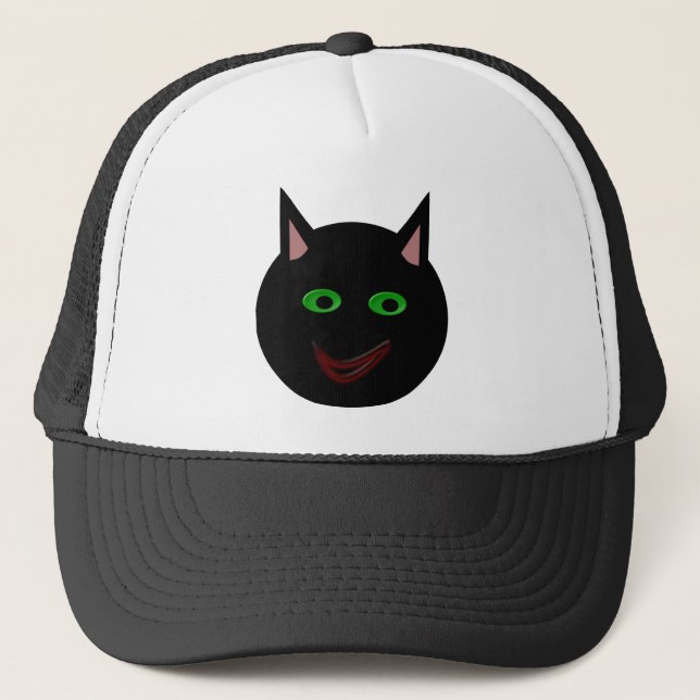 Halloween Black Cat Hat Truckerkappe (Vorderseite)