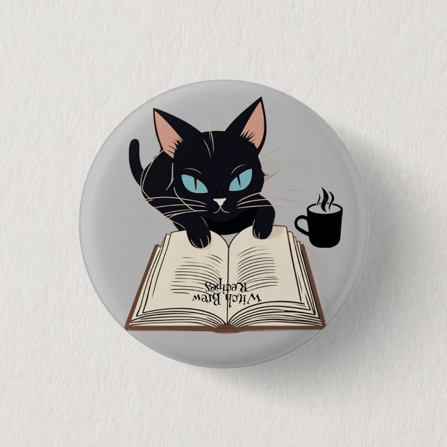 Halloween Black Cat Hexe Brew Rezept Button! Button (Vorderseite)