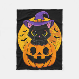 Halloween Black Cat Hexenhut Pumpkin Fleecedecke