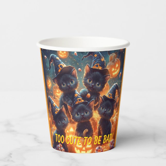 Halloween Black Cat Kittens Pappbecher (Rückseite)