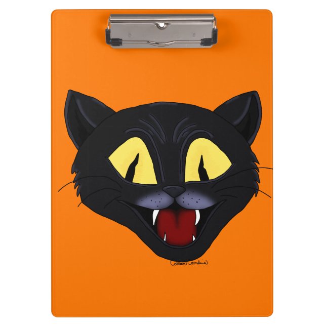 Halloween Black Cat Klemmbrett (Vorderseite)