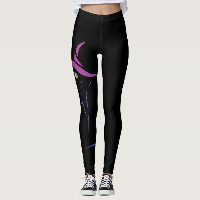 Halloween Black Cat Leggings (Vorderseite)