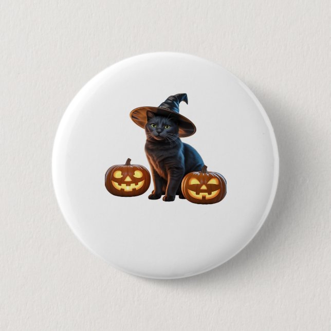 Halloween Black Cat Magic Classic T-Shirt Button (Vorderseite)