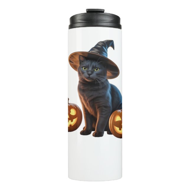 Halloween Black Cat Magic Classic T - Shirt Thermosbecher (Vorderseite)