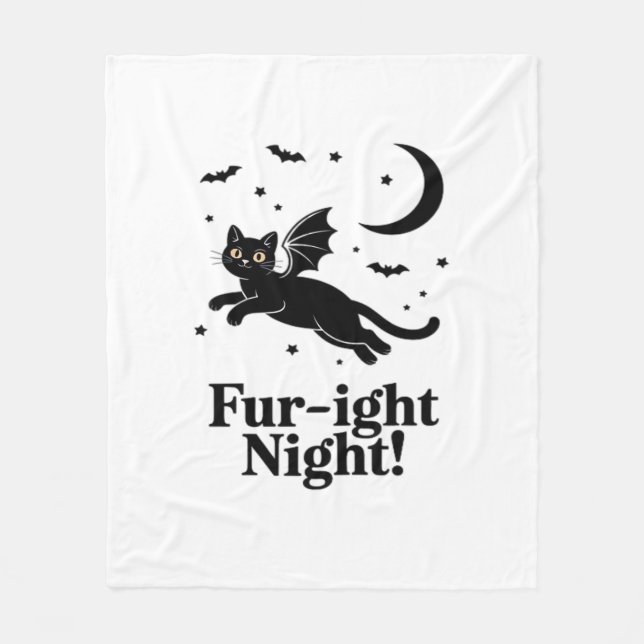 Halloween Black Cat mit Bat Wings Graphic Classic Fleecedecke (Vorderseite)