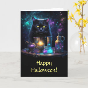 Halloween Black Cat mit magischen mystischen Träne Karte