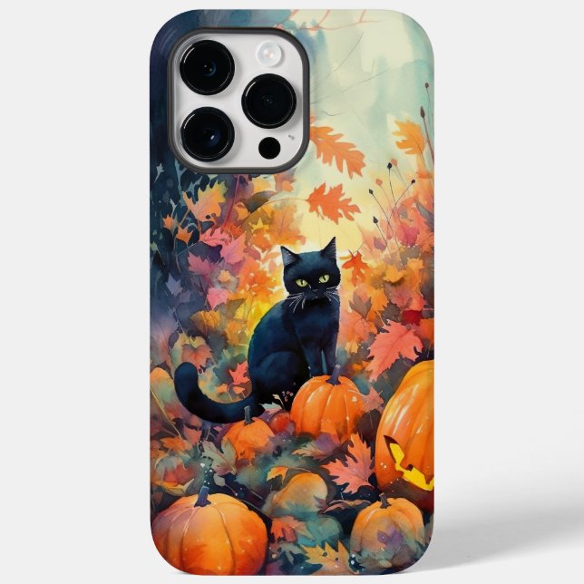Halloween Black Cat mit Pumpkins Beängstigend Case-Mate iPhone 14 Pro Max Hülle (Rückseite)