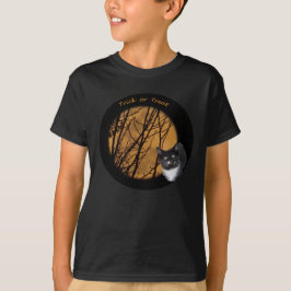 Halloween Black Cat & Moon T - Shirt probieren ode