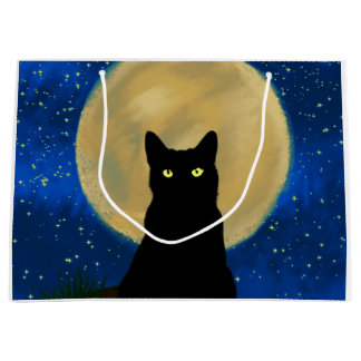 Halloween Black Cat Moonlit Silhouette Große Geschenktüte