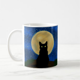 Halloween Black Cat Moonlit Silhouette Kaffeetasse
