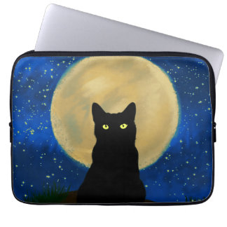 Halloween Black Cat Moonlit Silhouette Laptopschutzhülle