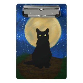 Halloween Black Cat Moonlit Silhouette  Mini Klemmbrett