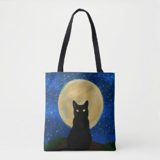 Halloween Black Cat Moonlit Silhouette Tasche
