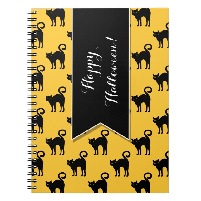 Halloween Black Cat Muster Custom Notebook Notizblock (Vorderseite)