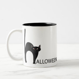 Halloween Black Cat Name Zweifarbige Tasse
