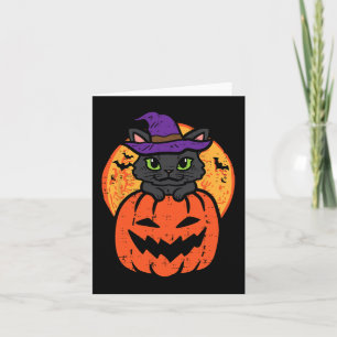 Halloween Black Cat On Pumpkin Kostüm Frauen Mädch Karte