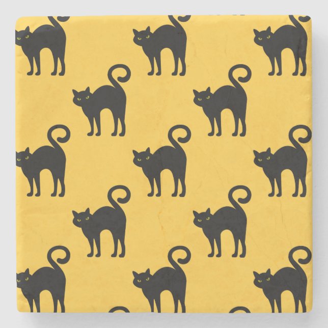 Halloween Black Cat Pattern Stone Untersetzer (Vorderseite)