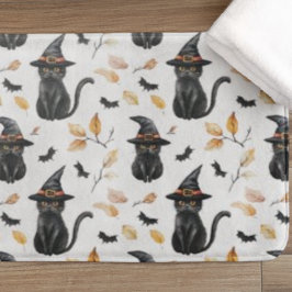 Halloween Black Cat Pattern - Witchy Cat Badematte