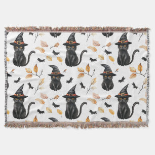 Halloween Black Cat Pattern - Witchy Cat Decke
