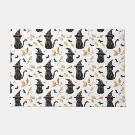 Halloween Black Cat Pattern - Witchy Cat Fußmatte