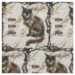 Halloween Black Cat Pet Foto Herbstblätter Stoff