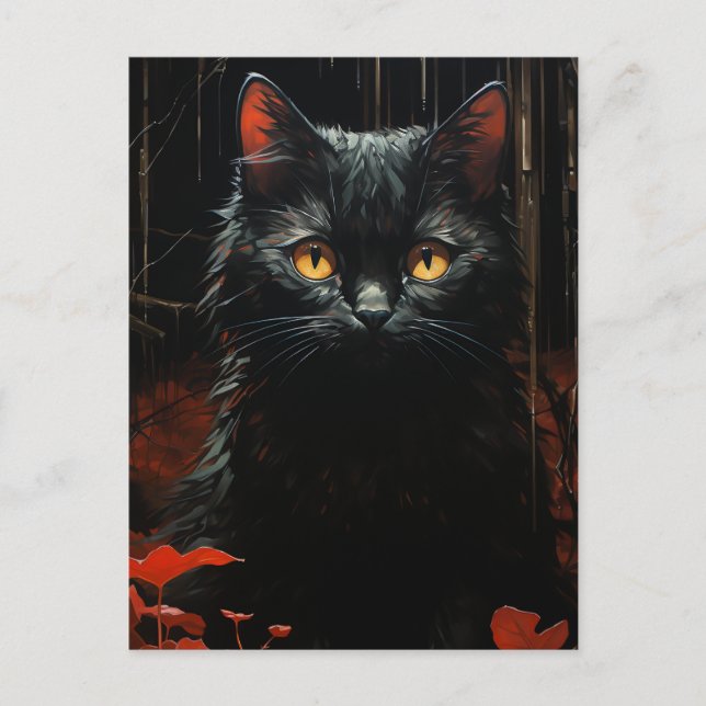 Halloween Black Cat Postkarte (Vorderseite)