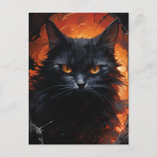 Halloween Black Cat Postkarte (Vorderseite)