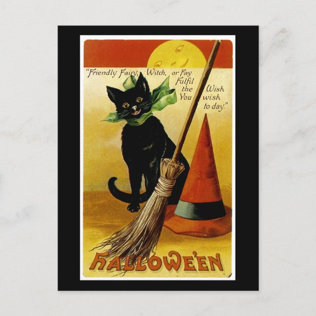 Halloween Black Cat Postkarte (Vorderseite)