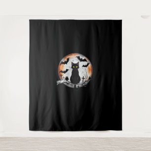 Halloween Black Cat Pumpkin Bat Moon Friedhof Scar Wandteppich