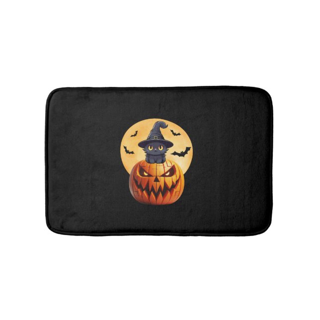 Halloween Black Cat Pumpkin bringen Spannung Männe Badematte (Vorderseite)