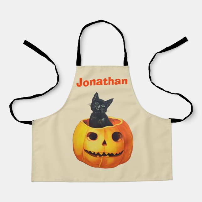 Halloween Black Cat Pumpkin Custom kid Schürze (Vorderseite)