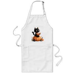 Halloween Black Cat Pumpkin Design Lange Schürze