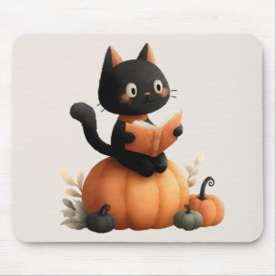 Halloween Black Cat Pumpkin Design Mousepad