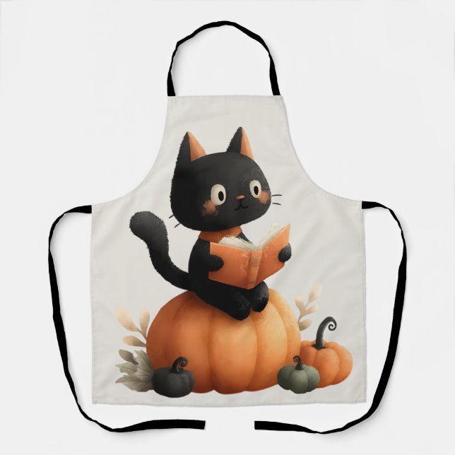 Halloween Black Cat Pumpkin Design Schürze (Vorderseite)