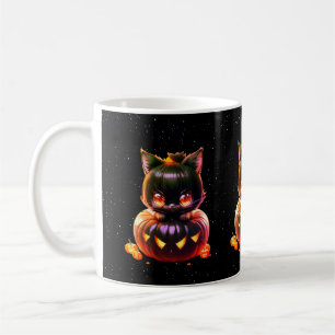 Halloween Black Cat Pumpkin Night Horror Beängstig Kaffeetasse