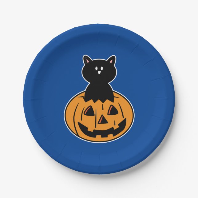 Halloween Black Cat Pumpkin Party Paper Teller (Vorderseite)